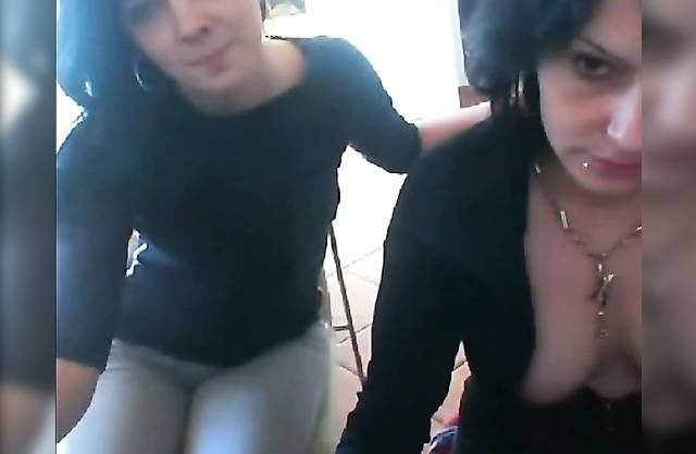 Beautiful Real Mother and Daughter Playing on Cam Together