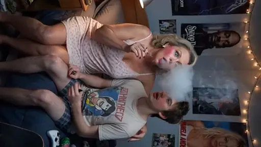 Mother son ai smoking pot together
