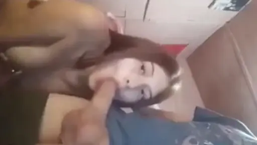 Sister gives brother a BJ