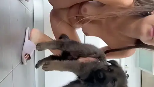My sister and her puppy