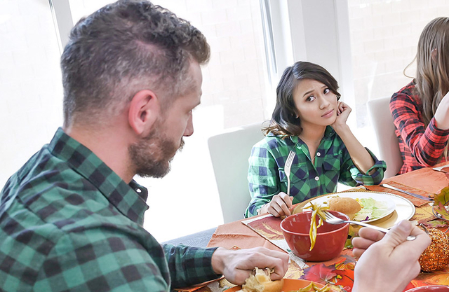 Girls are perfect incest lovers for each other's dad on Thanksgiving day