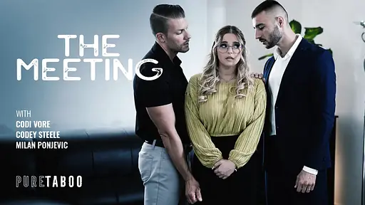 Busty office slut cornered by her creep boss and HR guy demanding she fuck them both now