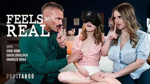 Naughty Stepdaughter Caught Fucking Her VR Headset Invites Horny Stepmom And Stepdad In