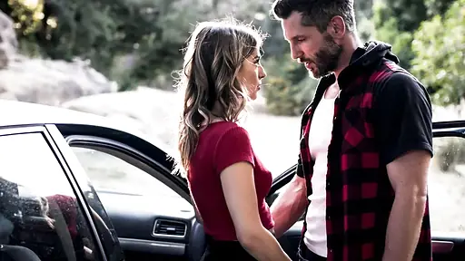 Stranded Gal Seduces Dangerous Escaped Criminal Driver Buying Time To Make Her Desperate Next Move