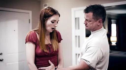 Knocked Up Coed Kicked Out By Dad Fucks Her Boyfriend's Father Just To Survive And Feel Safe