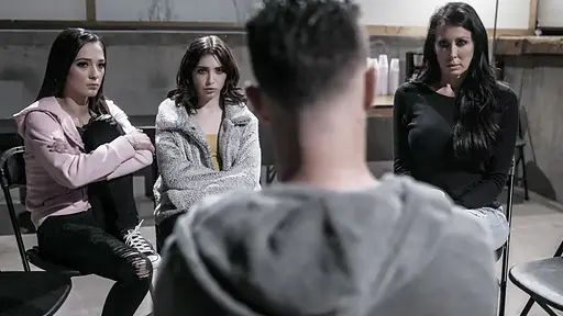 Manipulative Sex Addict Therapist Blackmails Three Broken Women Into Fucking Him At His Meeting