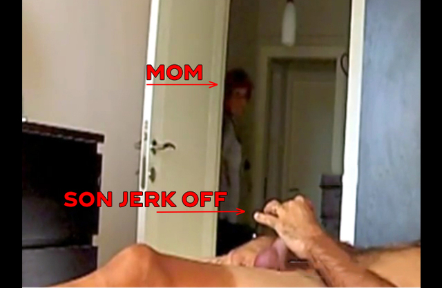 Intentionally caught by mother while son jerking off