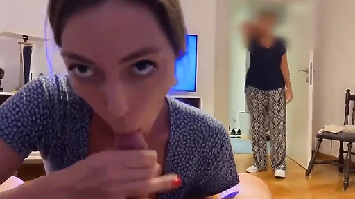 Mother catches her daughter sucking daddy dick and just starts talking dirty