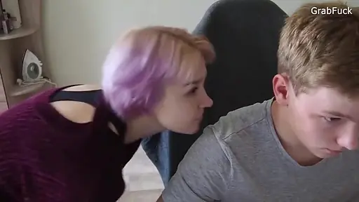 Home alone sister can't resist climbing on her brother's fat cock and riding him stupid