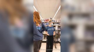 Real kinky mother and daughter flashing in the mall