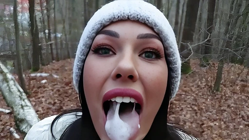 Freckled teen sis swallows bro's cum in the woods to delete her BF eating her out