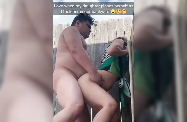 Love when my daughter pisses herself as I fuck her in our backyard